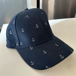 Navy Blue and White Anchor Hat